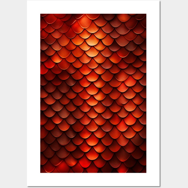 Red Dragon Scales - Dragon Skin Pattern Wall Art by Pattern Wonderland 